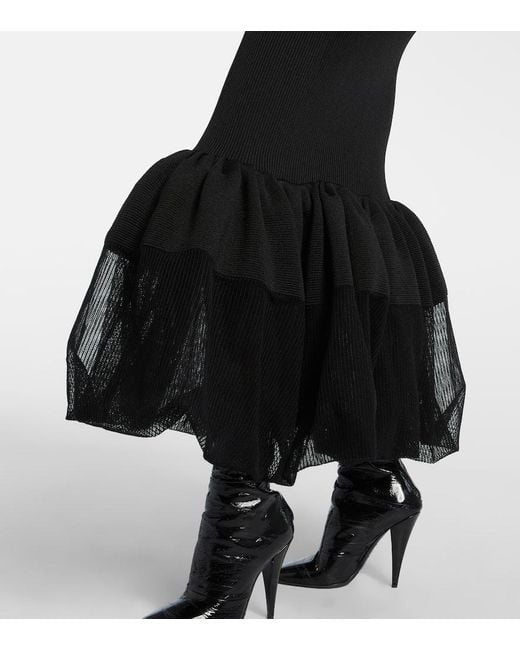 Givenchy Black Maxikleid Aus Rippstrick