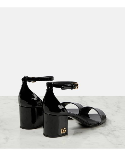 Dolce & Gabbana Black Patent Leather Sandals