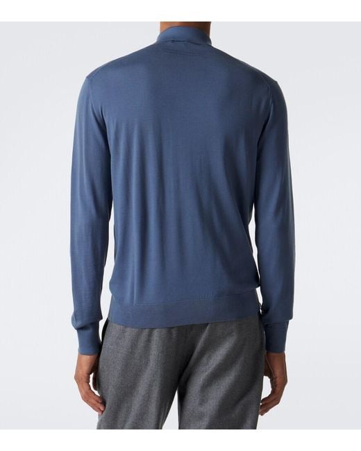 Zegna Blue Wool Polo Sweater for men