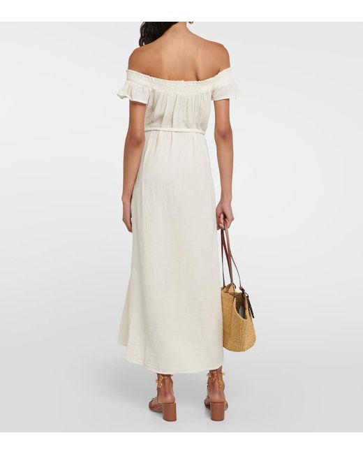 Velvet White Midikleid Justine Aus Baumwolle