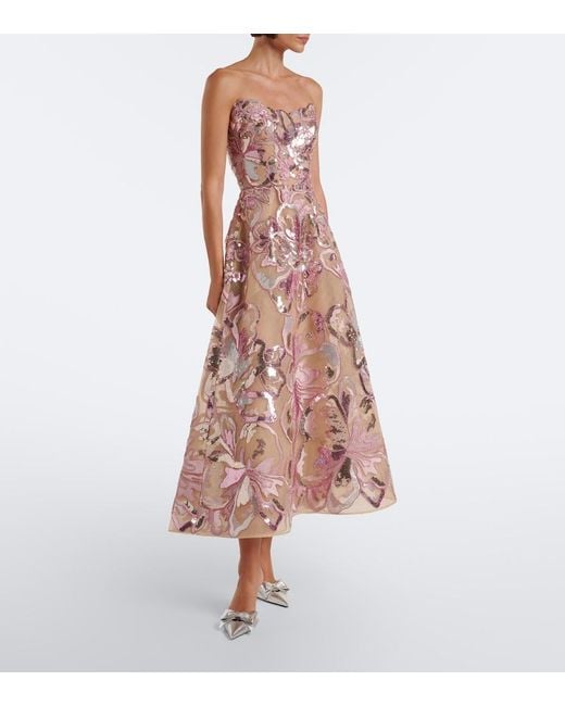 Elie Saab Pink Embellished Tulle Bustier Dress