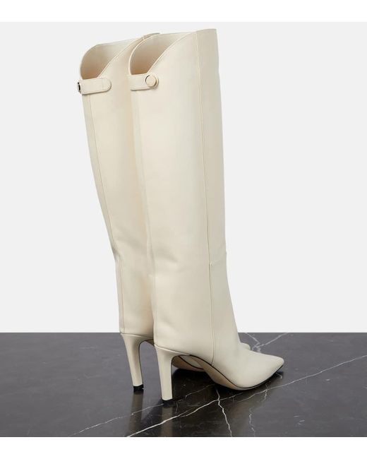 Jimmy Choo White Alizze Leather Knee-high Boots