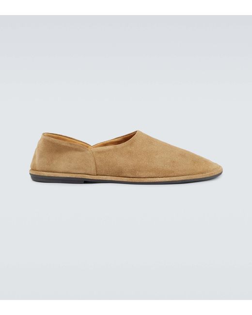 The Row Canal Slip-on Suede Shoes in White for Men | Lyst