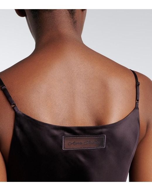 Acne Black Lace-Trimmed Satin Slip Dress