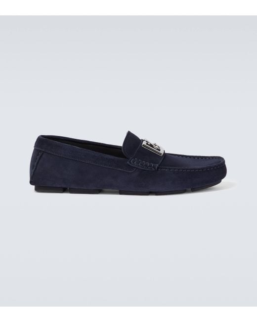 Dolce & Gabbana Blue Dg Suede Loafers for men
