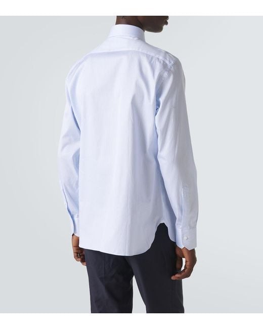 Zegna Blue Trofeo Striped Cotton Shirt for men