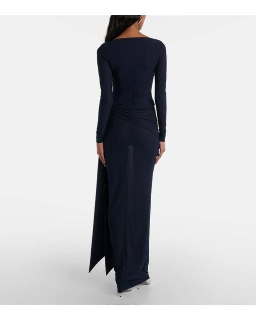 Alex Perry Blue Semi-Sheer Gathered Gown