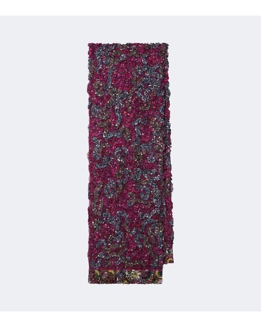 Dries Van Noten Purple Embellished Floral Scarf