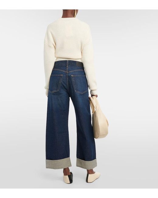 Citizens of Humanity Blue Mid-Rise Wide-Leg Jeans Ayla
