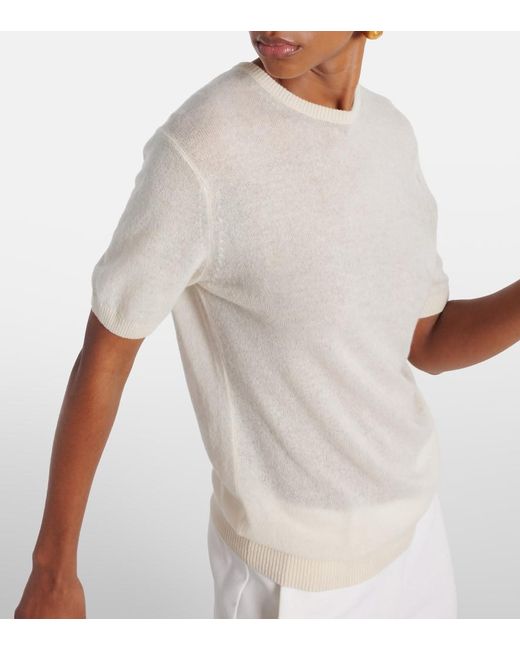 Khaite White Pierre Cashmere-Blend Top