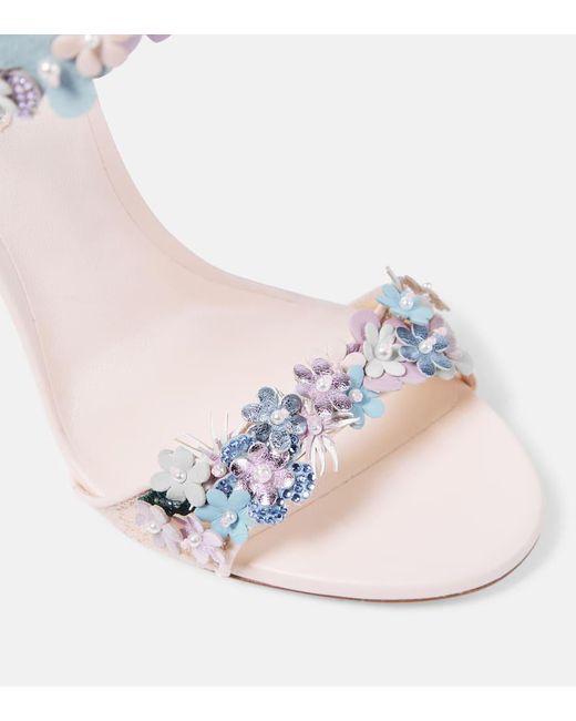 Rene Caovilla White Bouquet Floral-applique Sandals