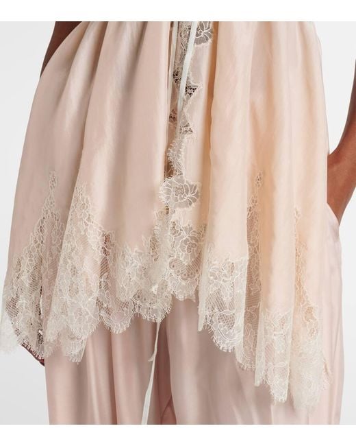 Chloé Natural Top Aus Seide Mit Spitze