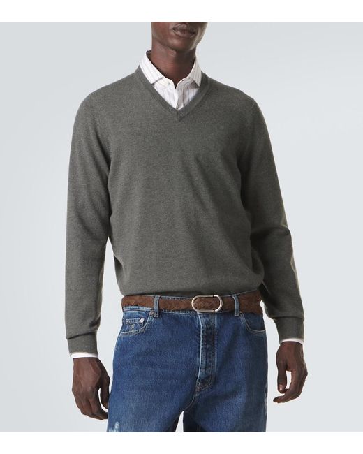 Brunello Cucinelli Gray Cashmere Sweater for men