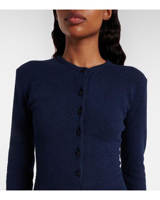 Magda Butrym Blue Lace-Trimmed Knitted Cotton-Blend Romper