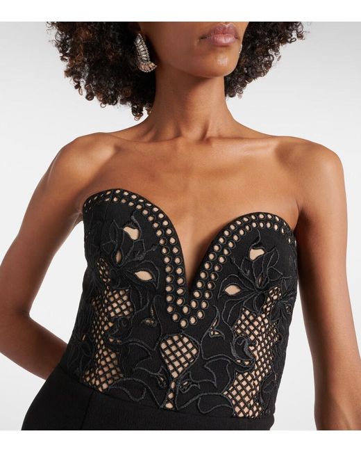 Rebecca Vallance Black Alisa Lace Bustier Gown