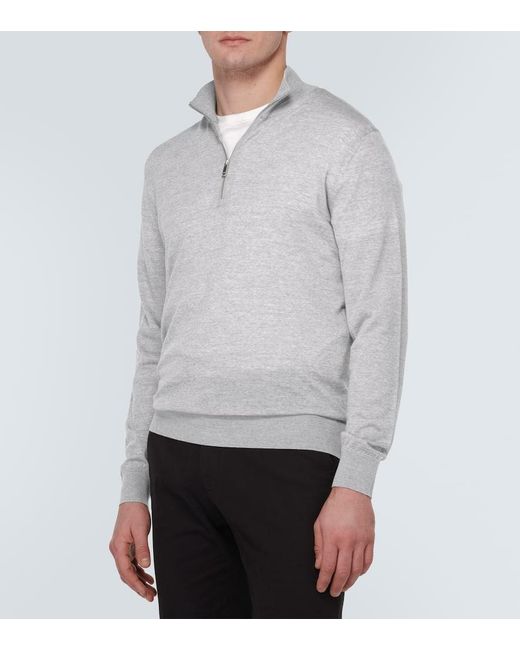 Zegna Gray Wool Half-zip Sweater for men