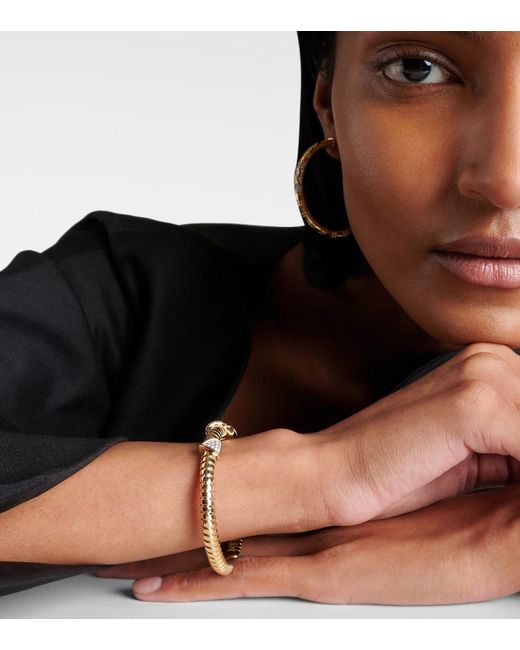 Marina B Metallic Trisolina 3 Station 18Kt Cuff Bracelet With Diamonds