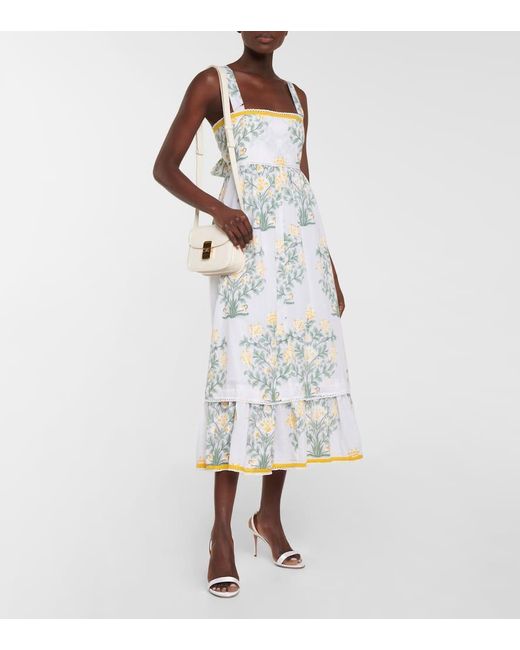 Vestido Midi De Algodon A Capas Floral Juliet Dunn de color Multicolor