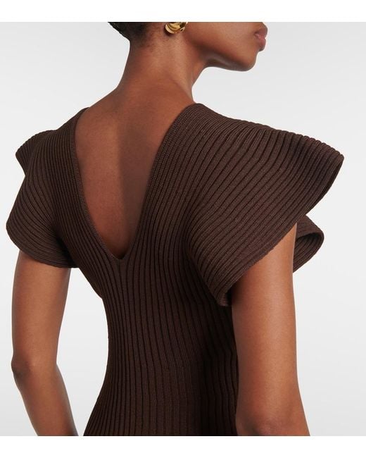 Altuzarra Brown Ribbed-Knit Maxi Dress