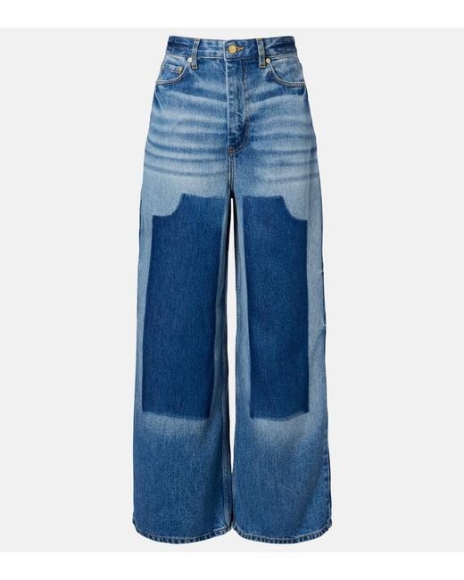 Ganni Blue High-Rise Wide-Leg Jeans