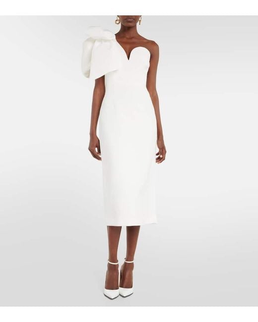 Rebecca Vallance White Bridal Bon Ami Bow-detail Midi Dress
