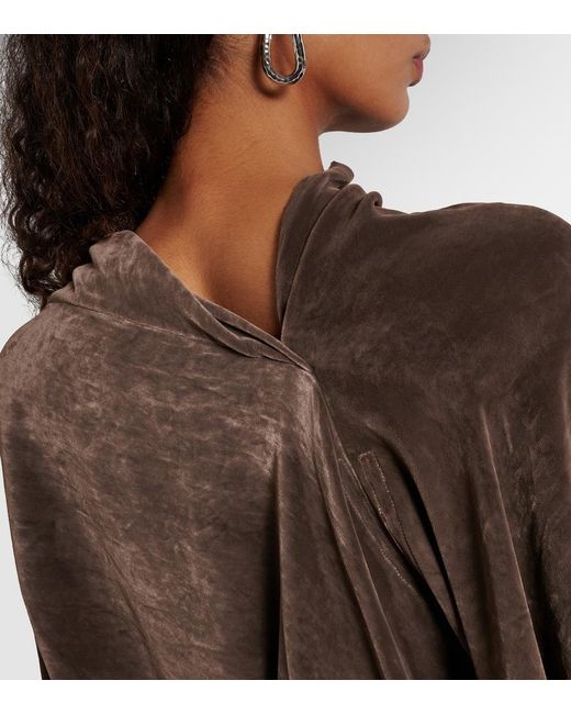 Rick Owens Brown Draped Crepe Top