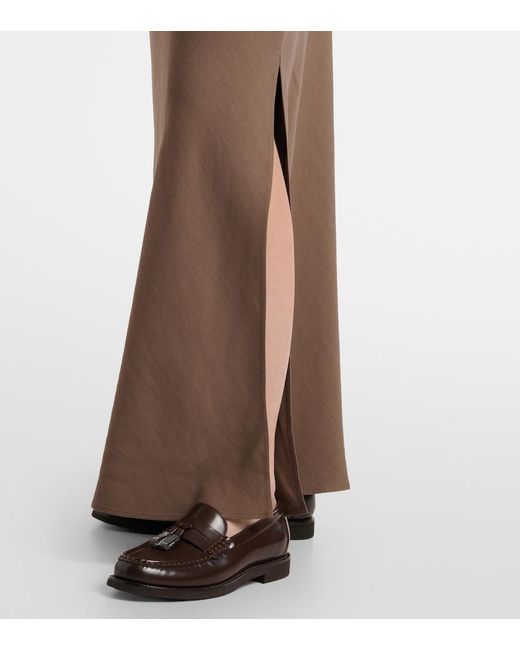 Brunello Cucinelli Brown High-Rise Twill Maxi Skirt