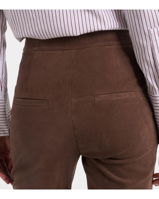 Veronica Beard Brown Gracie High-Rise Suede Flared Pants