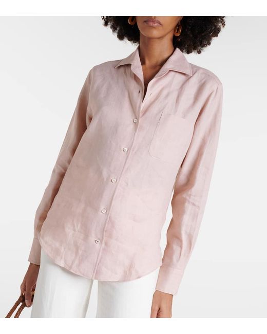 Camicia Neo Andre in lino di Loro Piana in Pink