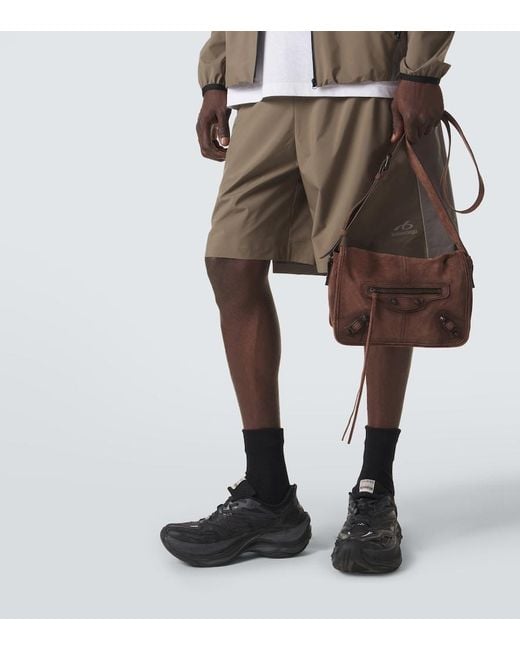 Balenciaga Brown Le City Small Suede Messenger Bag for men