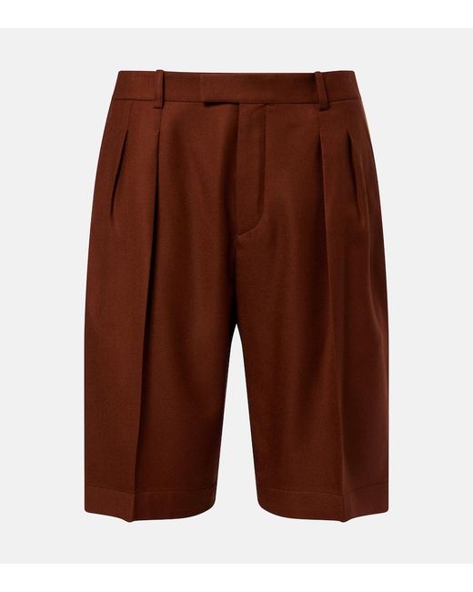 Saint Laurent Brown Pleated Cashmere Bermuda Shorts