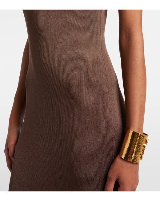 Saint Laurent Brown Ribbed-Knit Maxi Dress