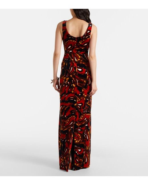 Dries Van Noten Red Debant Printed Cotton-Blend Maxi Dress