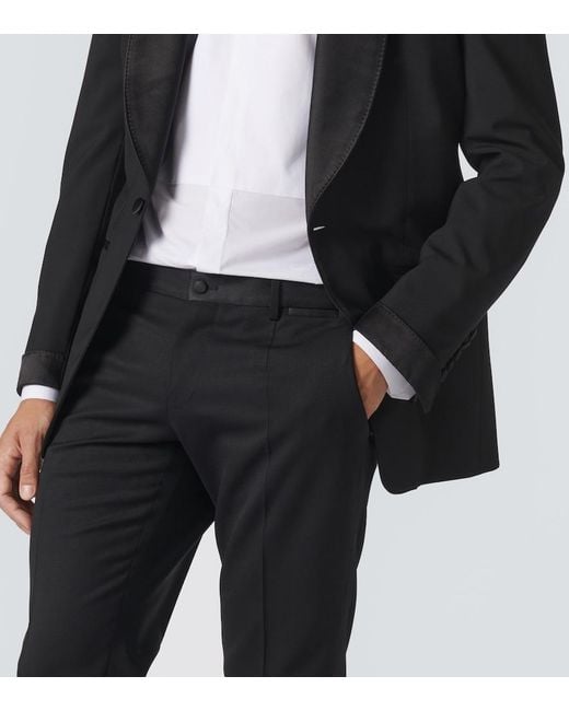 Dolce & Gabbana Black Wool And Silk-Blend Tuxedo Pants for men