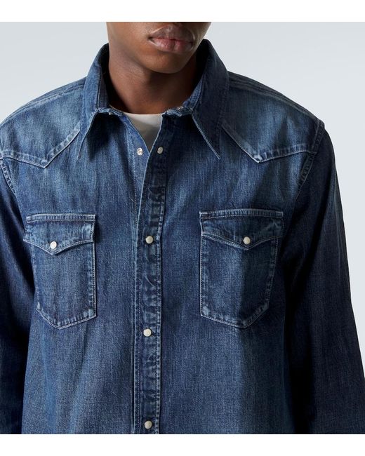 Visvim Blue Social Sculpture Faded Denim Shirt for men