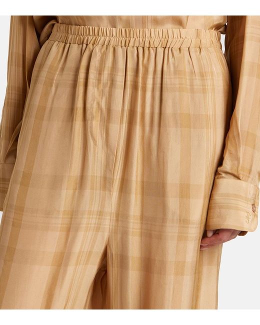 Frankie Shop Natural Baxter Checked Twill Wide-Leg Pants