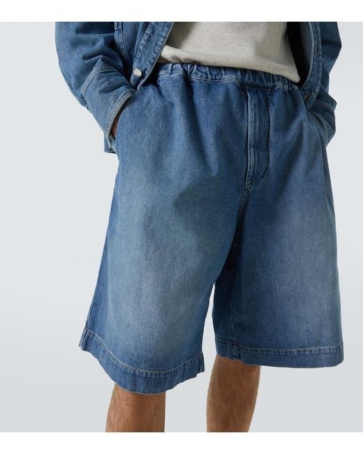 Plan C Blue Denim Bermuda Shorts for men