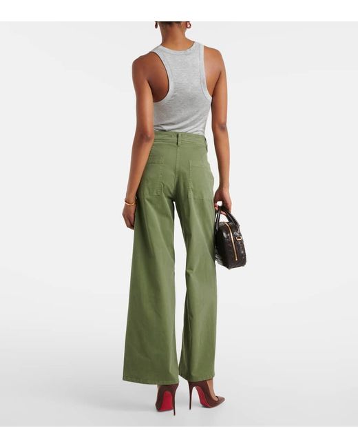 Nili Lotan Green Megan High-Rise Cotton Wide-Leg Pants