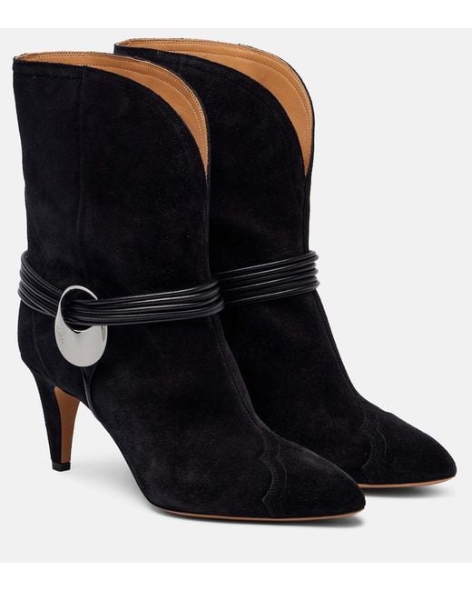 Isabel Marant Black Dytho Suede Ankle Boots