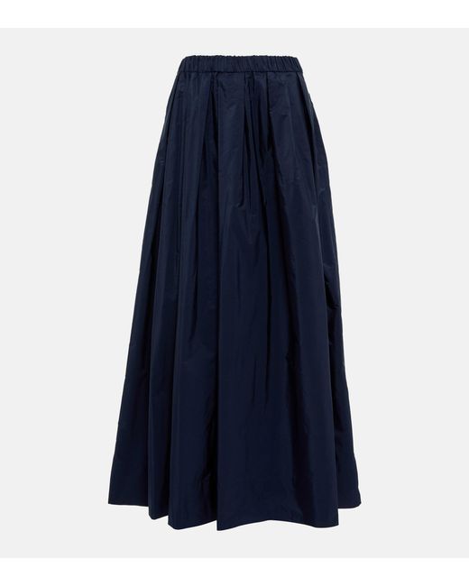 Max Mara Taffeta Pleated Maxi Skirt in Blue | Lyst