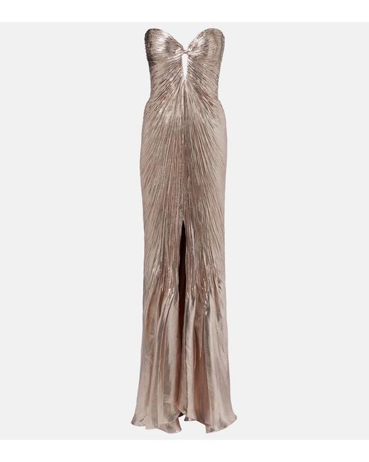 Maria Lucia Hohan Natural Mirren Silk-Blend Chiffon Bustier Gown