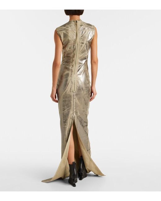 Rick Owens Natural Coated Denim Maxi Dress