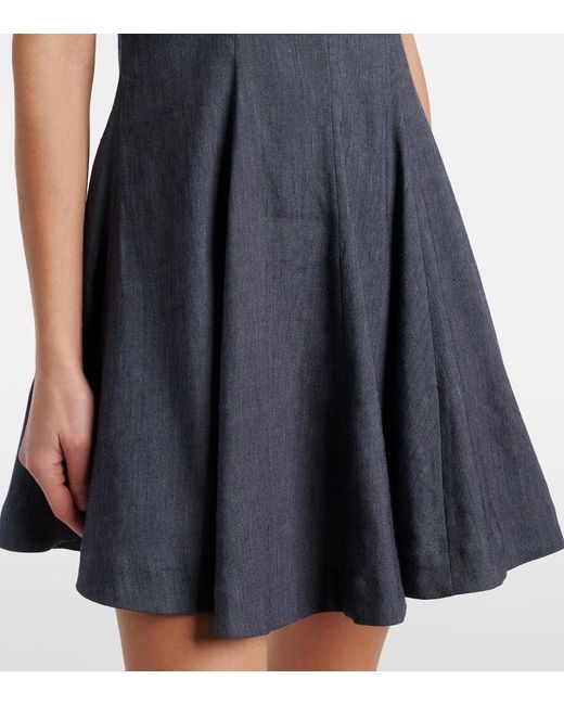 Staud Blue Leone Linen-Blend Denim Minidress