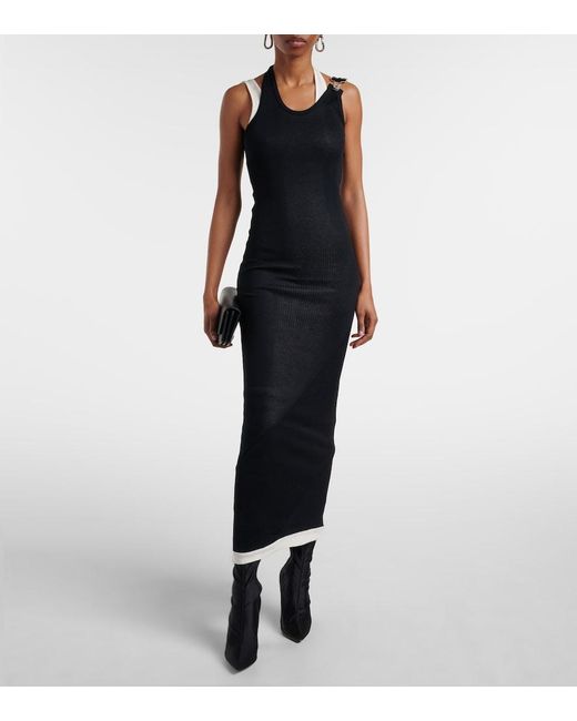 Jean Paul Gaultier Black Layered Cotton Jersey Maxi Dress
