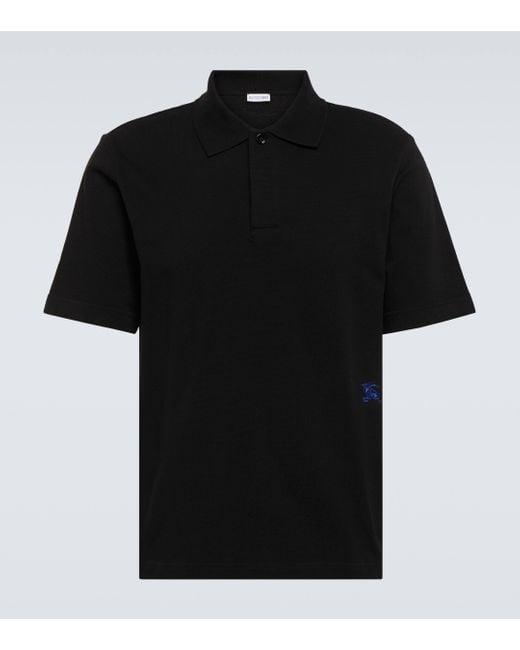 Burberry Black Ekd Cotton Polo Shirt for men