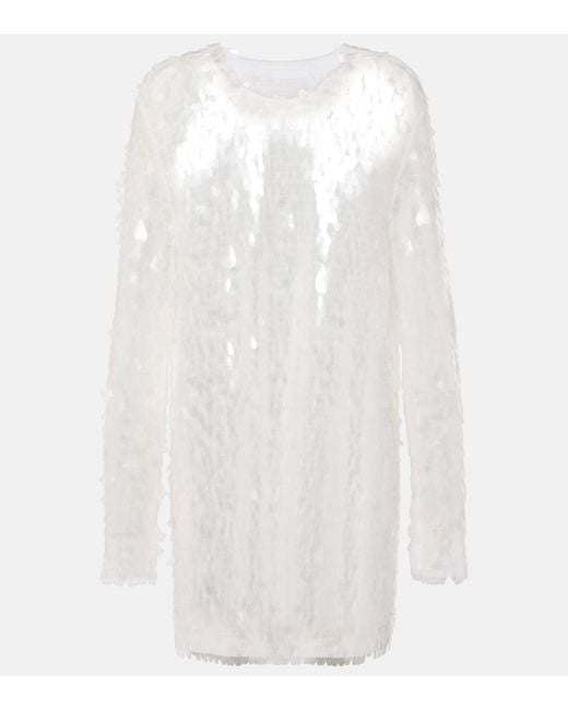 Norma Kamali White Sequined Minidress