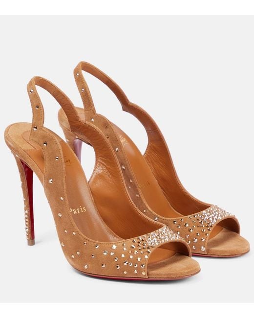 Christian Louboutin Brown Nudes Degrachick Suede Sandals