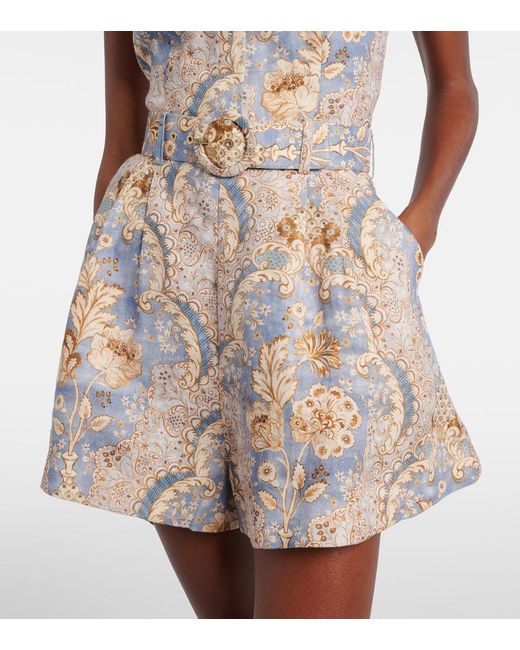 Zimmermann Natural Daylight Printed Linen Romper