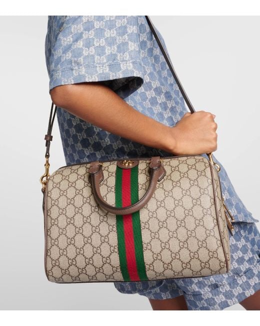 Gucci Brown Ophidia GG Medium Canvas Tote Bag
