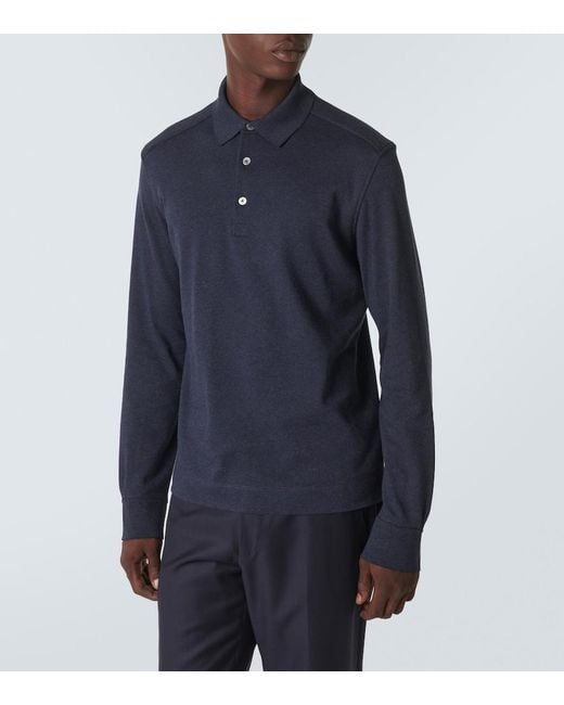 Zegna Blue Cotton Polo Shirt for men